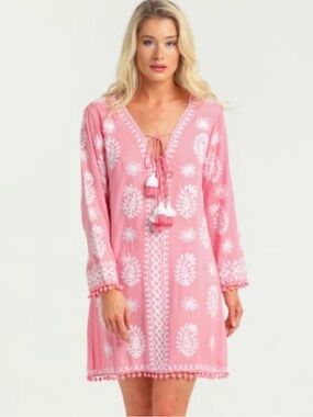 Pranella Aggie Pink Embroidered Dress CoverUp Size  10